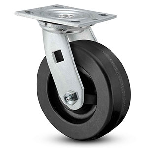 Swivel Caster - 6" x 2" Phenolic Wheel with Flat Tread, 1200 lb. Cap.