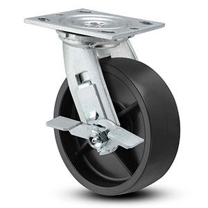 Swivel Caster with Side Lock - 6" x 2" Polypropylene Wheel, 600 lb. Cap.
