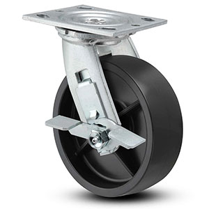 Swivel Caster with Side Lock - 8" x 2" Polypropylene Wheel, 900 lb. Cap.