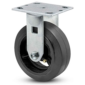 Rigid Caster - 6" x 2" Rubber on Iron Wheel, 550 lb. Cap.
