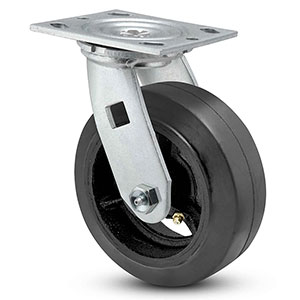 Swivel Caster - 6" x 2" Rubber on Iron Wheel, 550 lb. Cap.