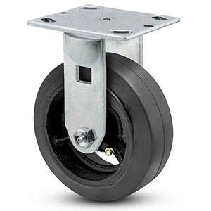 Rigid Caster - 8" x 2" Rubber on Iron Wheel, 600 lb. Cap.