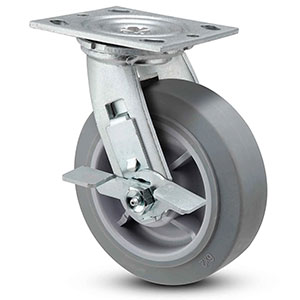 Swivel Caster with Side Lock - 8" x 2" TPR Wheel, 600 lb. Cap.
