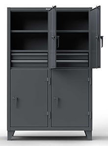 2-Tier Double Shift Cabinet with 2 Adjustable Shelves & 2 Drawers/Compartment- 50"W x 24"D x 72"H