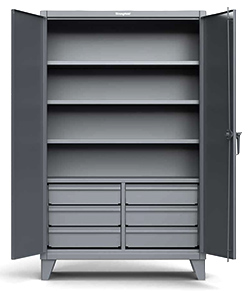 Storage Cabinet with 3 Adjustable Shelves and 6 Half-Width Drawers - 60"w x 24"d x 72"h