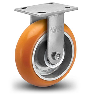 Rigid Caster - 4" x 2" Orange Polyurethane on Aluminum Wheel with Round Tread, 800 lb. Cap., 1 Yr. Warranty