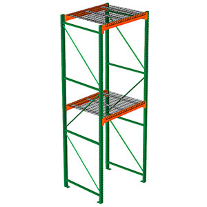 Pallet Rack with Wire Decking - Starter, 2 Beam Levels - 48"w x 42"d x 144"h - 8400 Cap. Beams