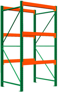 Pallet Rack Starter - 48w x 42d x 96h, 3 Beam Levels - 8400 Cap. Beams