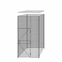 4-Wall Welded Wire Partition w/ Ceiling - 5'4" x 5'4" x 10'5-1/4"H - 3' Hinged Gate