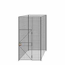 4-Wall Welded Wire Partition - 5'4" x 5'4" x 10'5-1/4"H - 3' Hinged Gate