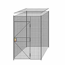 4-Wall Welded Wire Partition w/ Ceiling - 5'4" x 5'4" x 8'5-1/4"H - 3' Hinged Gate