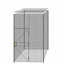 4-Wall Welded Wire Partition w/ Ceiling - 6'4" x 6'4" x 10'5-1/4"H - 3' Hinged Gate