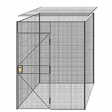 4-Wall Welded Wire Partition w/ Ceiling - 6'4" x 6'4" x 8'5-1/4"H - 3' Hinged Gate