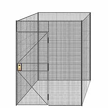 4-Wall Welded Wire Partition - 6'4" x 6'4" x 8'5-1/4"H - 3' Hinged Gate