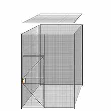 4-Wall Welded Wire Partition w/ Ceiling - 7'4" x 7'4" x 10'5-1/4"H - 3' Hinged Gate