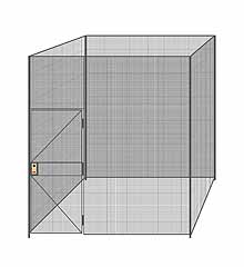 4-Wall Welded Wire Partition - 9'4" x 9'4" x 10'5-1/4"H - 3' Hinged Gate