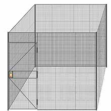 4-Wall Welded Wire Partition - 9'4" x 9'4" x 8'5-1/4"H - 3' Hinged Gate
