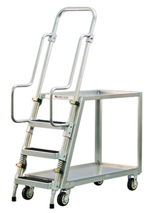 Aluminum Ladder Cart w/Shelf Lips - 2 Shelf, 22"W x 69-1/2"H x 51-1/2"L