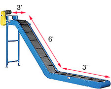 Steel Belt Conveyor - 36" Wide with 4" Hinged Belt Sections, 30 Degree Incline & 45" Clearance