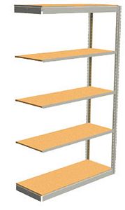 Low Profile Rivet Shelving, 36"w x 24"d x 84"h, 350Lbs. Cap., 5 Shelves - Adder - With Decking