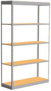 Low Profile Rivet Shelving, 48"w x 18"d x 84"h, 250Lbs. Cap., 5 Shelves - Starter - With Decking