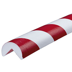 Corner Bumper Guard - Round, Red & White, 1.6" x 1" x 197", Self-Adhesive