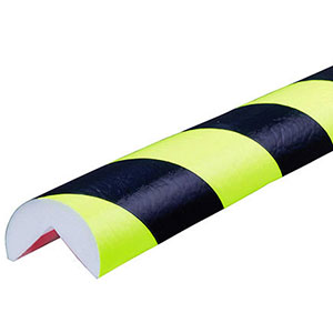 Corner Bumper Guard - Round, Black & Fluorescent, 1.6" x 1" x 197", Self-Adhesive