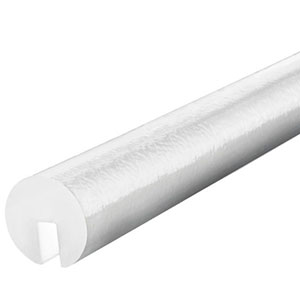 Edge Bumper Guard - Round, White, 1.6" x 1.6" x 197", Pressure Fit