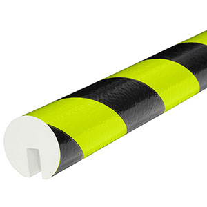 Edge Bumper Guard - Round, Black & Fluorescent, 1.6" x 1.6" x 39", Pressure Fit