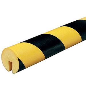 Edge Bumper Guard - Round, Black & Yellow, 1.6" x 1.6" x 39", Pressure Fit