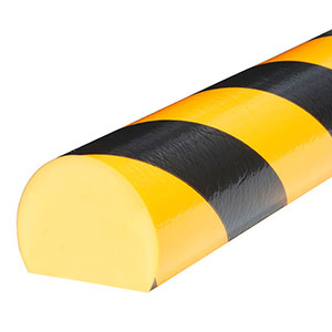 Surface Bumper Guard - Round, Black & Yellow, 1.6" x 1.2" x 197", Self-Adhesive