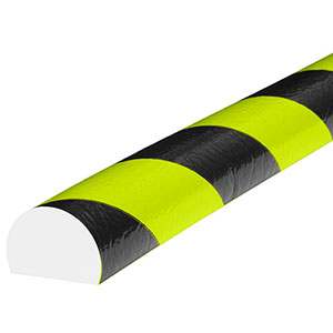 Surface Bumper Guard - Round, Black & Fluorescent, 1.6" x 1.2" x 39", Self-Adhesive