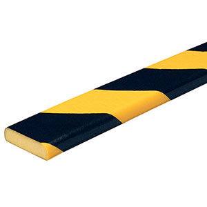 Surface Bumper Guard - Beveled, Black & Yellow, 1.6" x 0.4" x 39", Self-Adhesive