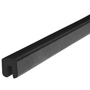 Edge Bumper Guard - Rectangular, Black, 1" x 1.2" x 197", Self-Adhesive