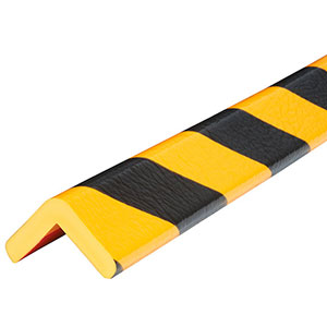 Corner Bumper Guard - 90 Degree Angle, Black & Yellow, 1.9" x 1.9" x 197", Self-Adhesive
