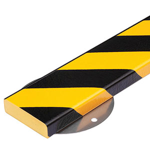 Surface Bumper Guard - Flat, Black & Yellow, 3" x 0.8" x 39", Steel Backed