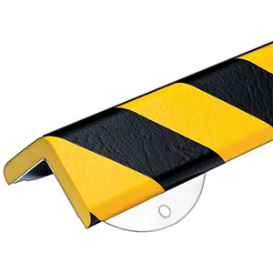 Corner Bumper Guard - 90 Degree Angle, Black & Yellow, 2.4" x 2.4" x 39", Steel Backed