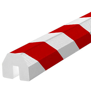 Edge Bumper Guard - Polygonal, Red & White, 1.6" x 1.4" x 197", Pressure Fit