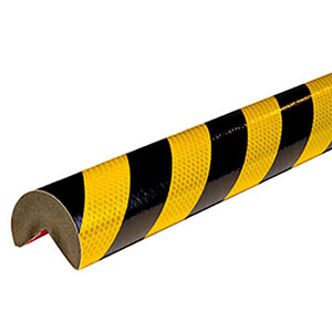 Corner Bumper Guard - Round, Reflective Yellow & Black, 2.4" x 2" x 39", Self-Adhesive