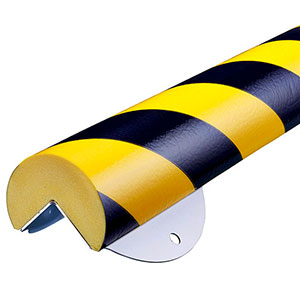 Corner Bumper Guard - Round, Black & Yellow, 2.4" x 2" x 39", Steel Backed