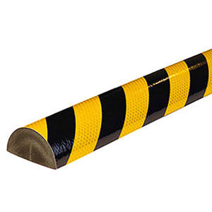 Surface Bumper Guard - Half Round, Reflective Yellow & Black, 2.8" x 1.4" x 39", Self-Adhesive