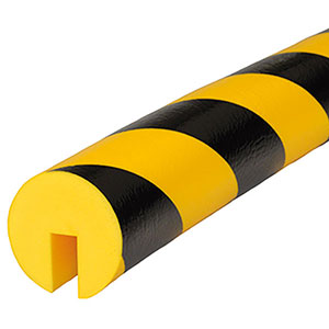 Edge Bumper Guard - Round, Black & Yellow, 2" x 2" x 39", Pressure Fit