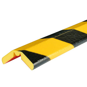 Edge Bumper Guard - Flexible Rectangular, Black & Yellow, 0.6" x 1" x 39", Self-Adhesive