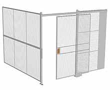 2-Wall Woven Wire Security Cage, No Ceiling, 10'2" x 10'2" x 8'5-1/4" with 5' Sliding Gate