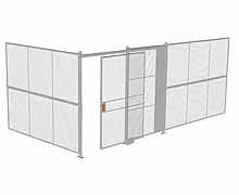 2-Wall Woven Wire Security Cage, No Ceiling, 20'4" x 10'2" x 8'5-1/4" with 5' Sliding Gate