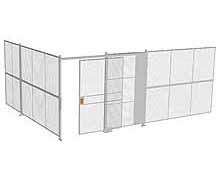 2-Wall Woven Wire Security Cage, No Ceiling, 20'4" x 15'4" x 8'5-1/4" with 5' Sliding Gate
