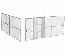 2-Wall Woven Wire Security Cage, No Ceiling, 20'4" x 20'4" x 8'5-1/4" with 5' Sliding Gate