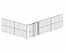 2-Wall Woven Wire Security Cage, No Ceiling, 30'6" x 20'4" x 8'5-1/4" with 5' Sliding Gate