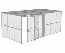 2-Wall Woven Wire Security Cage, w/Ceiling, 20'4" x 10'2" x 8'5-1/4" with 5' Sliding Gate