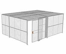 2-Wall Woven Wire Security Cage, w/Ceiling, 20'4" x 15'4" x 8'5-1/4" with 5' Sliding Gate